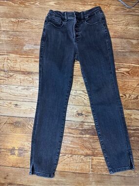 Good American Black Skinny High-Rise Button-Fly Jeans